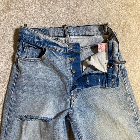 Revice High waisted button fly light acid wash distressed jeans size 27 - Picture 3 of 3